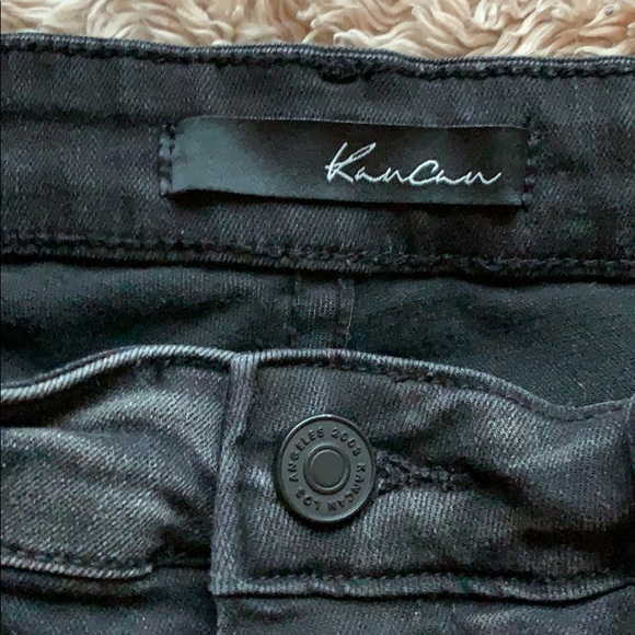 Black Distressed Kancan Jean Shorts - Picture 5 of 7